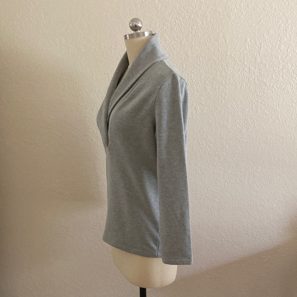 Talbots Light Gray Cowl Neck Brushed Knit Pullover - Picture 2 of 8